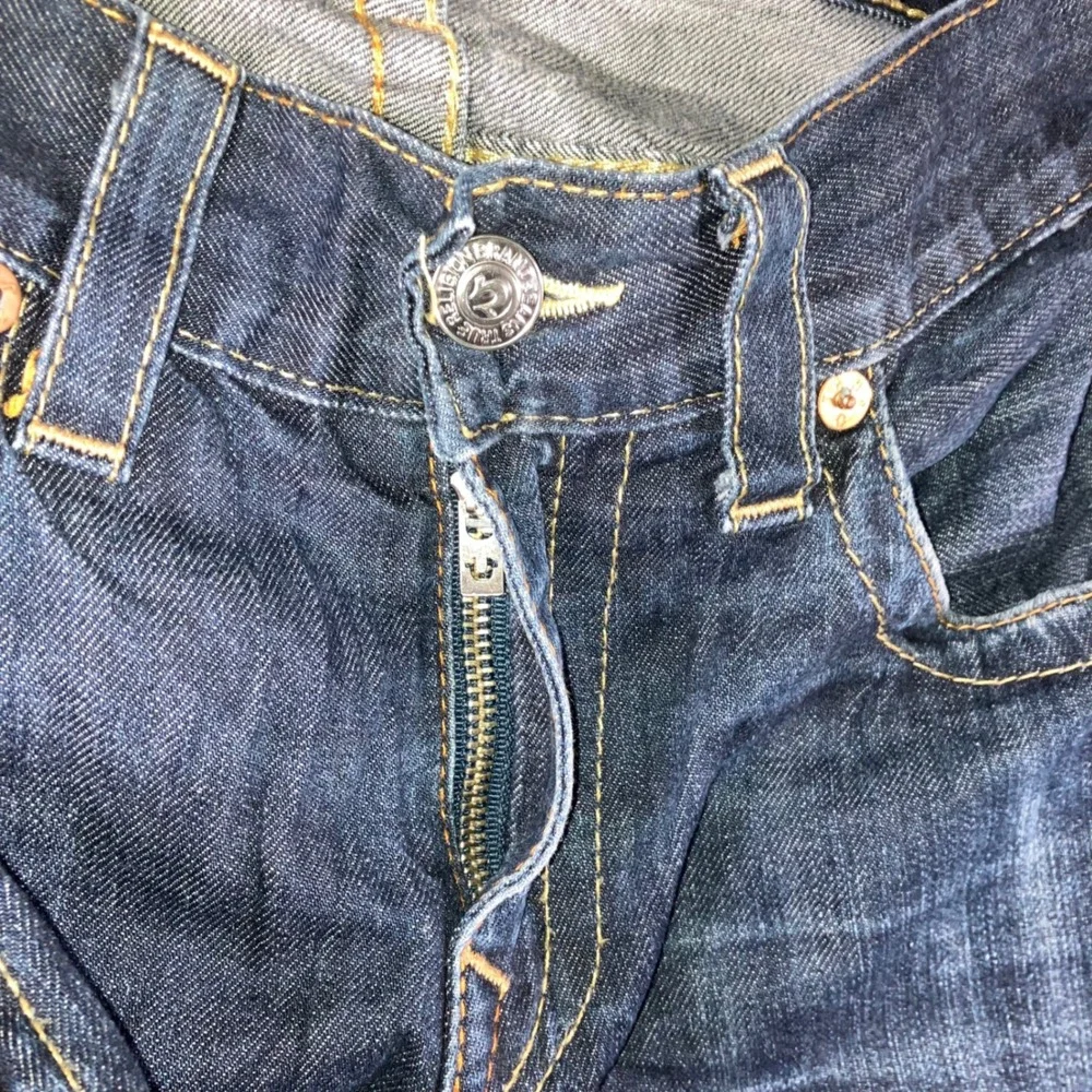 VTG True Religion Bootcut Jeans Men 31 Blue Logo Flap Pocket USA Fit‎ 32x28
